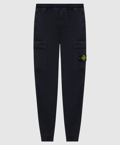 Blue joggers with logo patch