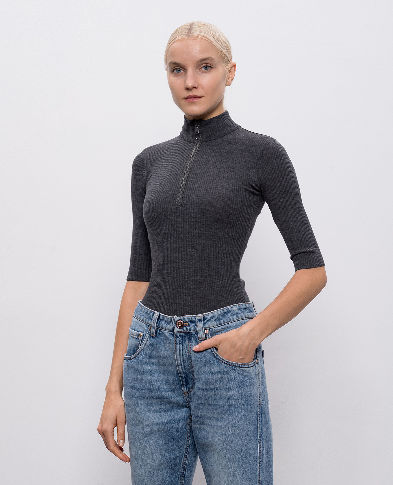 

Grey ribbed wool top Brunello Cucinelli