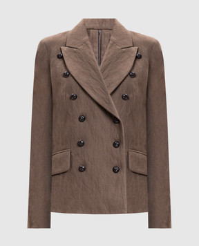 Masnada Brown double-breasted jacket with wool 8121