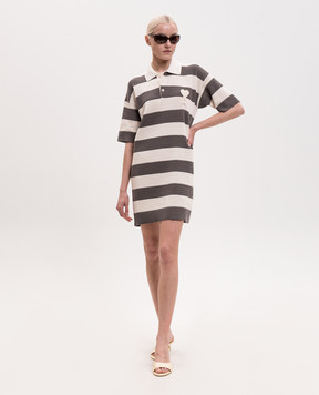 Ami Paris Striped polo dress with logo patch FDR667KN0153