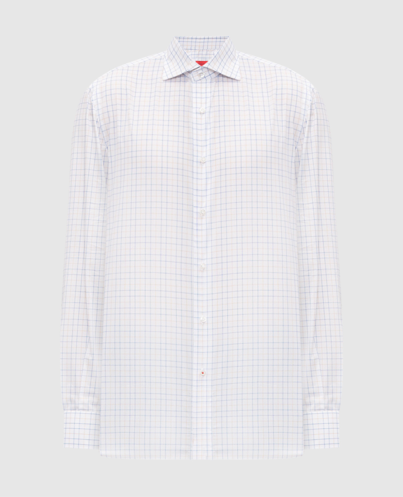 White cotton check shirt ISAIA