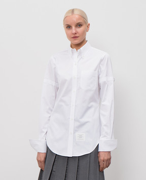 Thom Browne White shirt with logo patch FLR005OF1004
