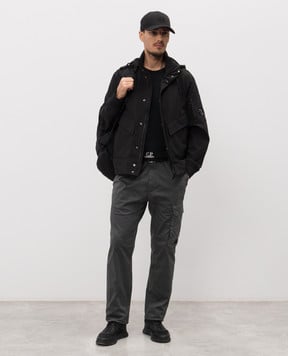 C.P. Company Black jacket with logo patch MOW001A005968A
