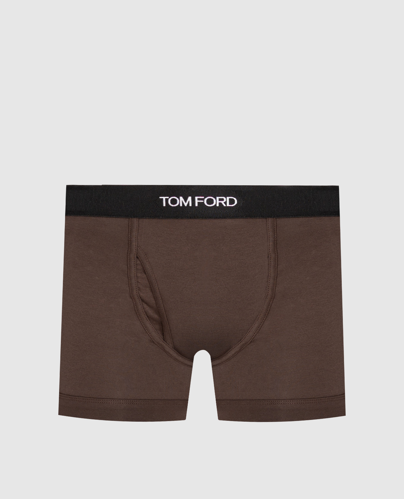 Brown boxer briefs with logo pattern