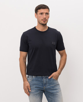 Dolce&Gabbana Blue T-shirt with textured patch G8PV1TG7Q1Q