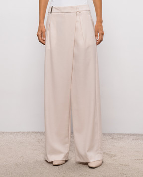 Peserico Pink wool trousers with brand patch A0466303472