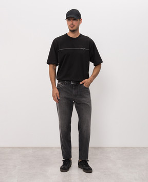 Dolce&Gabbana Black T-shirt with contrast logo embroidery G8PN9ZG7P9N