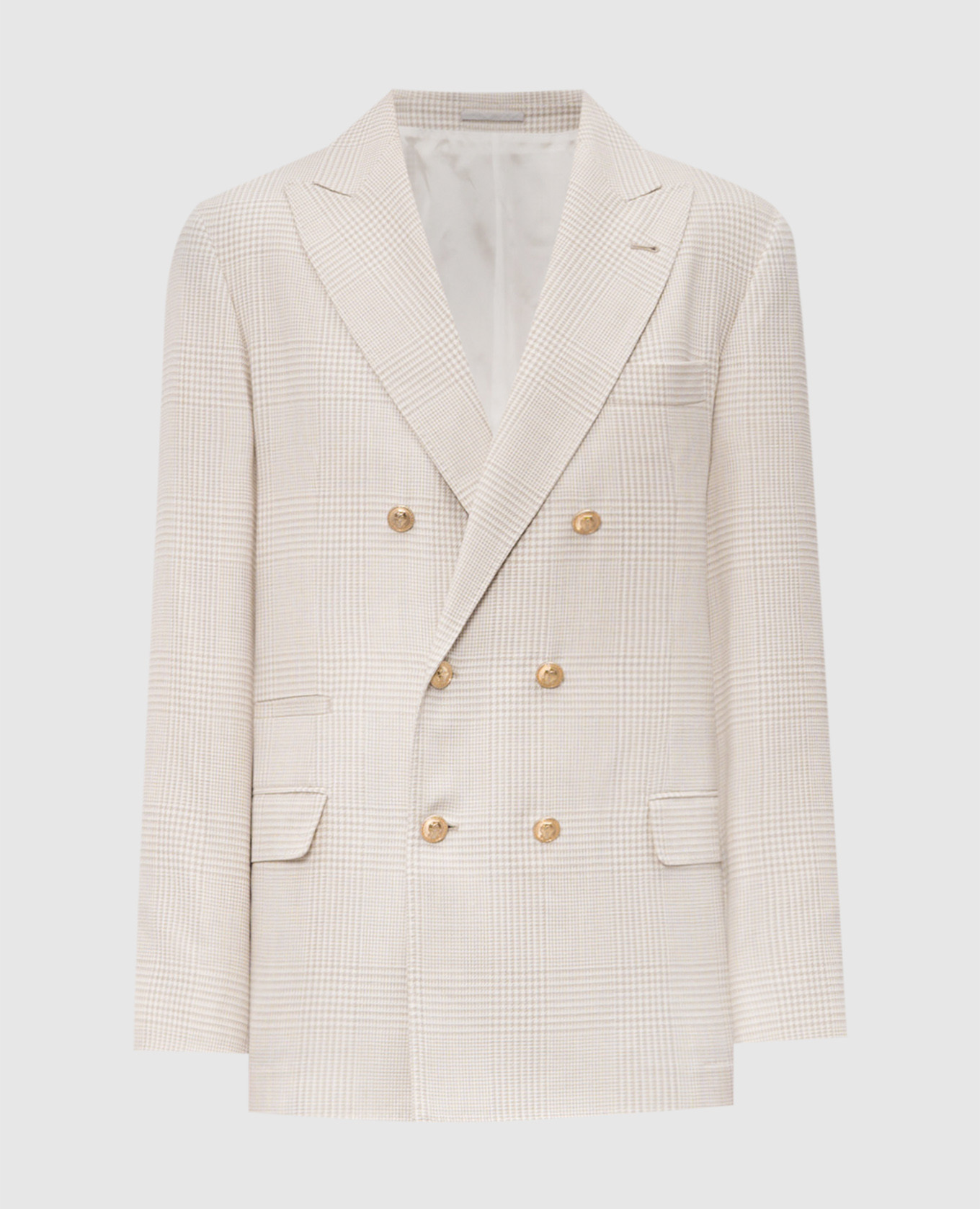 

Beige double-breasted blazer made of wool, silk and linen Brunello Cucinelli