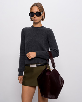 Khaite Lotus burgundy suede bag H2043978