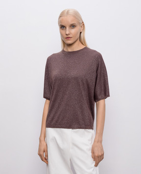 Brunello Cucinelli Purple cashmere and silk t-shirt M41835700P