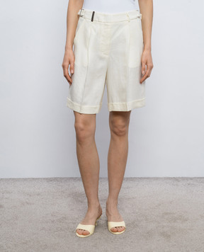 Peserico Ivory linen shorts P0421502606