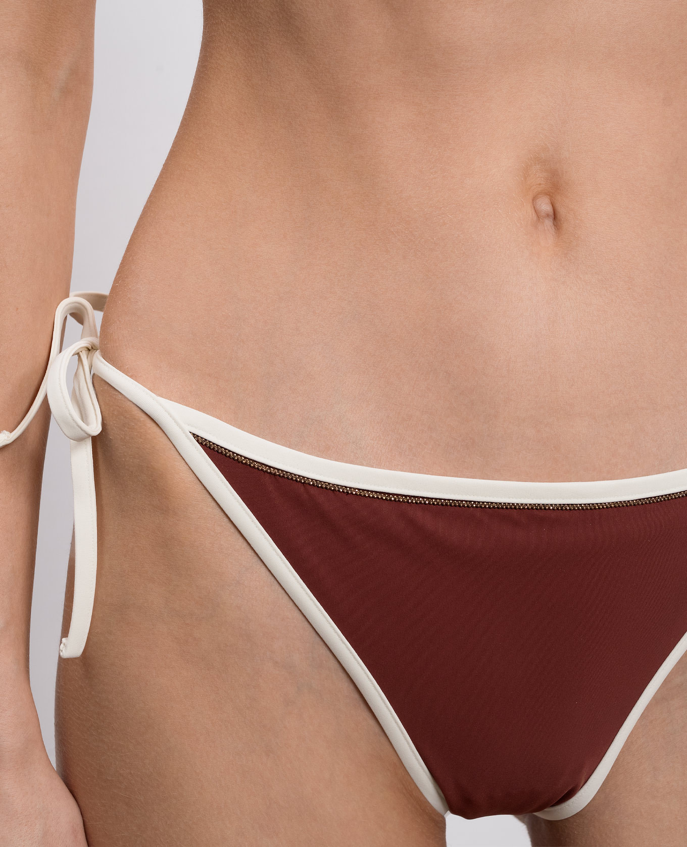 

Burgundy swimsuit panties with a monil chain Brunello Cucinelli