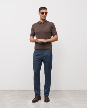 Enrico Mandelli Blue wool trousers with logo GYM02B4531
