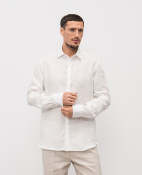Canali White linen shirt GL03099CSL7077