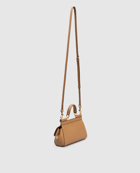 Dolce&Gabbana Sicily brown leather mini bag with logo BB7116B1001