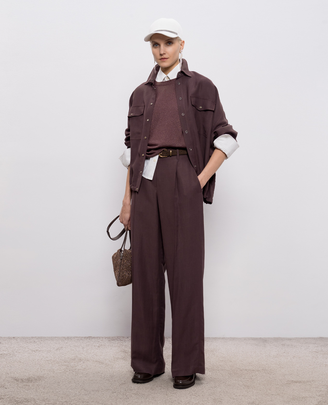

Burgundy cashmere and silk lurex t-shirt Brunello Cucinelli