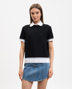 Dolce&Gabbana Black polo shirt with monogram patch F8V33ZGDDMH