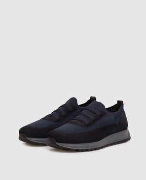 Doucal's Blue logo-embossed combination sneakers DU3318SYDNPX782