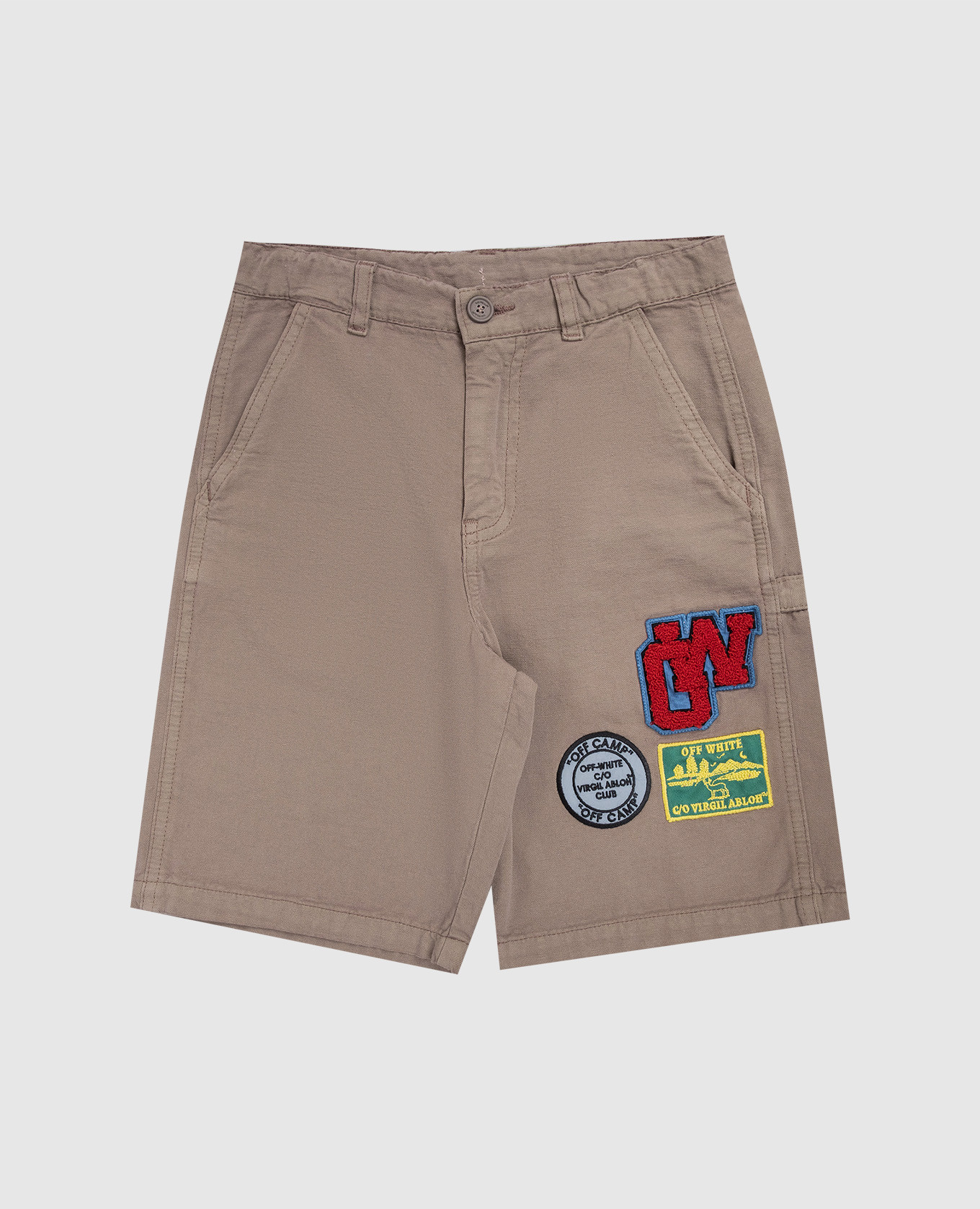 Children's brown shorts with Camping stripes