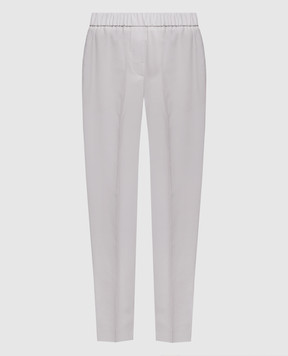 Peserico Gray wool pants with monil chain A0457203472
