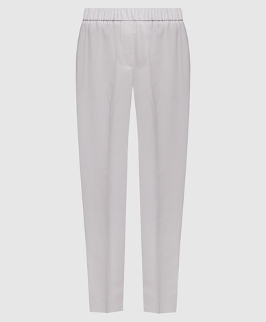 Gray wool pants with monil chain
