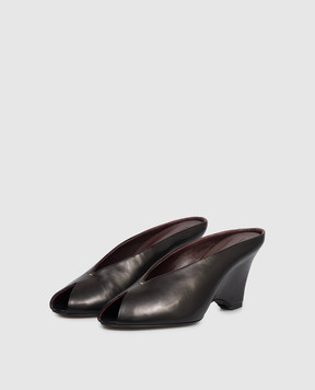 Khaite Black leather Cloak peep toe mules F6025942