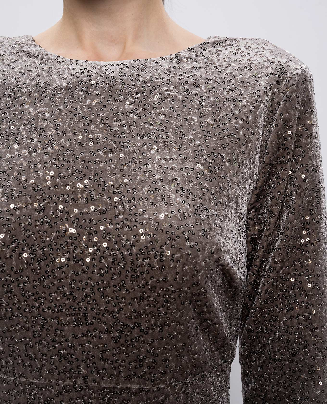 Gray velour midi dress with sequins Peserico 5
