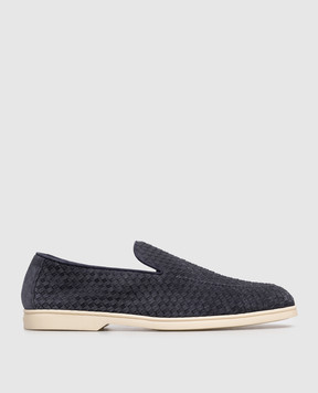 Doucal's Blue suede loafers with weaving DU3416NWMAUY261