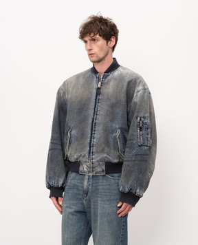 Balenciaga Blue denim insulated bomber jacket with vintage effect 850058TTW66