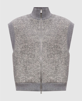 Peserico Gray wool vest with sequins A03170A7733