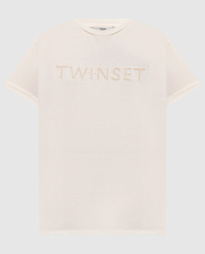 Twinset Beige T-shirt with logo embroidery 261LM2NJJ