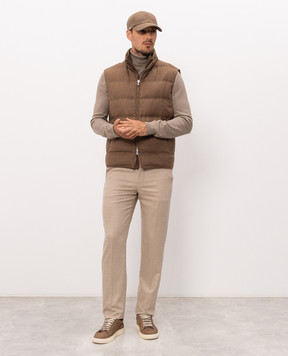 Enrico Mandelli Brown wool and cashmere down vest 4T772A5804