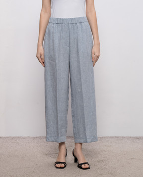 Peserico Blue linen trousers with lapels P0430102629