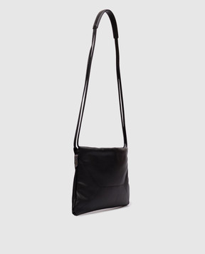 Brunello Cucinelli Black leather pouch bag with monil chain MBXAD2808P