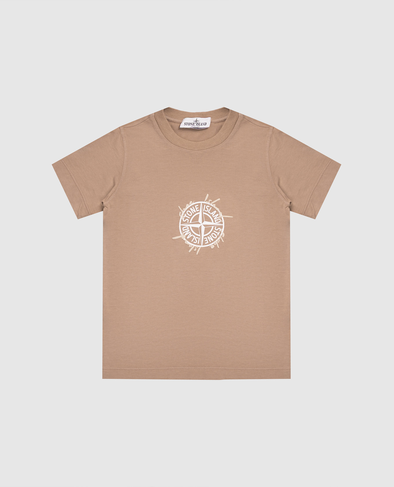Children's brown T-shirt with logo emblem print