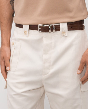 Brunello Cucinelli Brown leather belt with brand embossing MAUWR253P