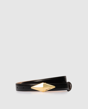 Jimmy Choo Black Diamond Leather Belt DIAMONDCLASPBELTTBN