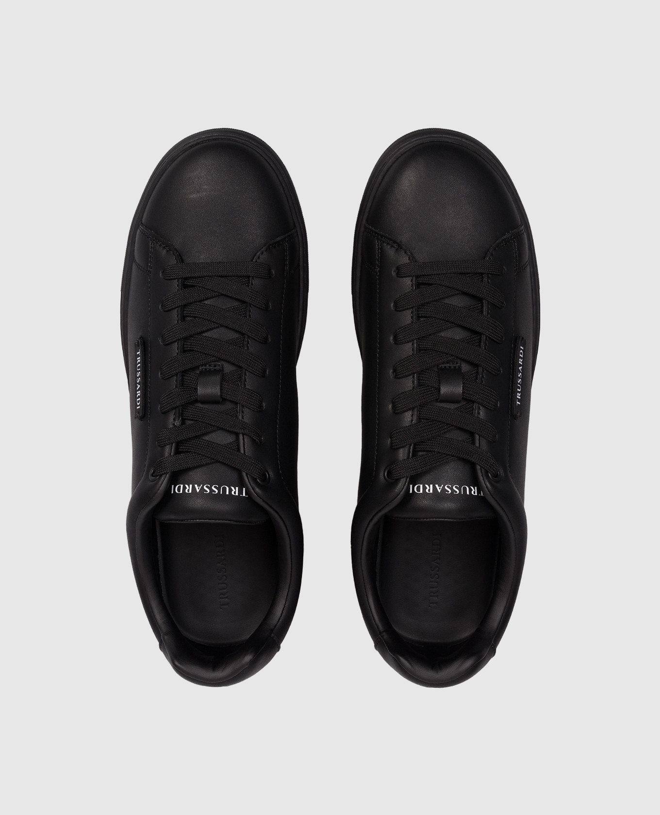 

Black leather sneakers with logo patch Trussardi