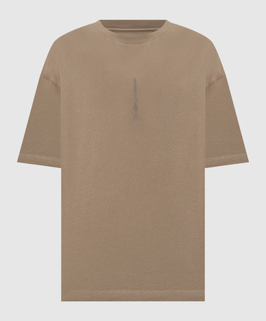 Khakifarbenes T-Shirt mit Logodruck