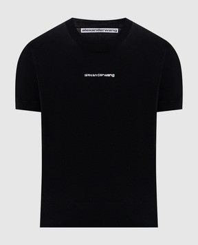 Alexander Wang Black cropped T-shirt with crystals 1KC3261083