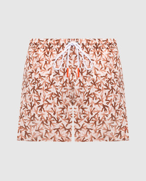 ISAIA Beige printed swim shorts COSI19BW257