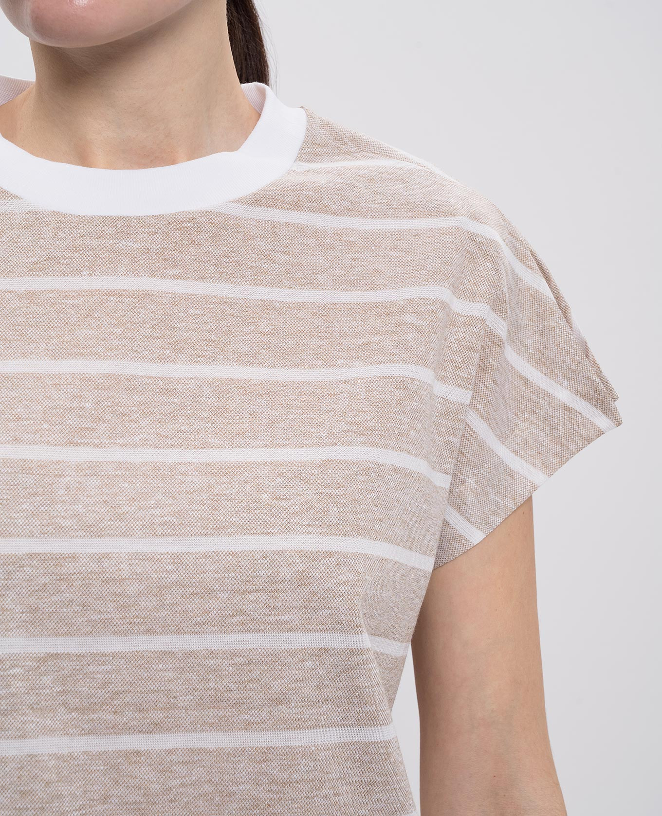 Beige striped linen top Peserico 5