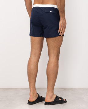 Ami Paris Blue swim shorts with textured logo HBW317PA0027