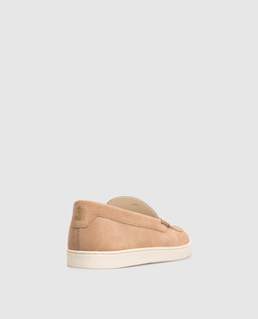 Brunello Cucinelli Brown suede slip-ons with emblem MZUHVSP335