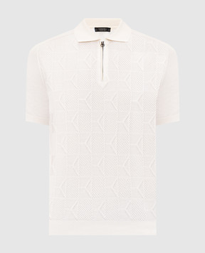 Stefano Ricci White polo shirt with a pattern and an emblem K818111P31F26277