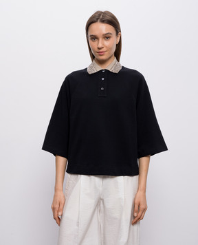 Brunello Cucinelli Black polo with contrast collar M0T63EJ115