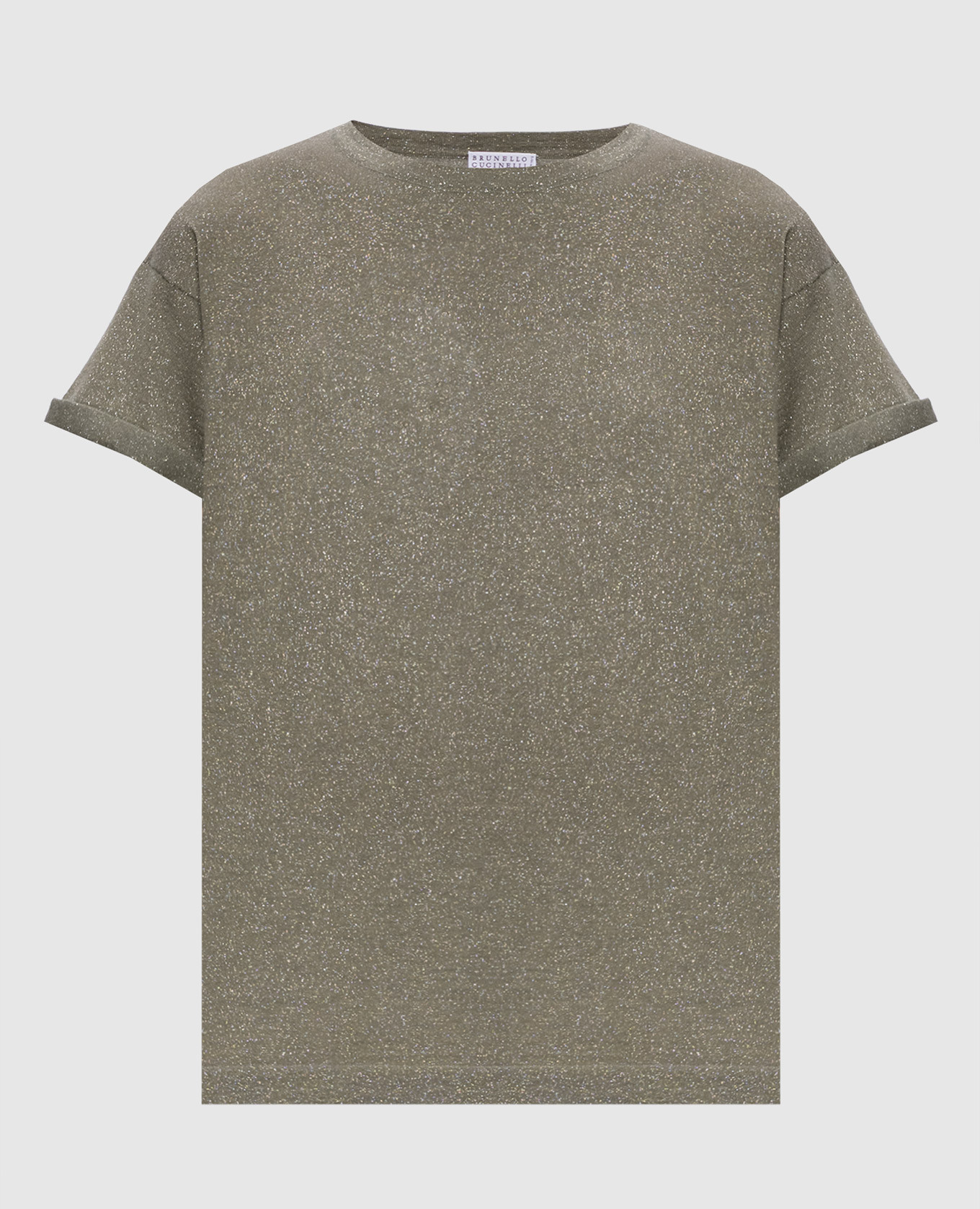 Green cashmere and silk lurex t-shirt