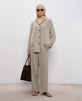 The Row Clarinda khaki silk blouse 10757W4336