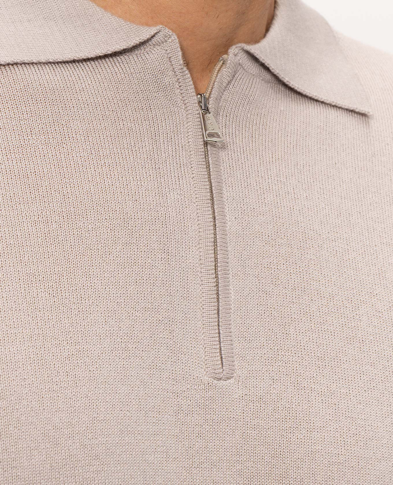 Beige wool, silk and cashmere polo shirt Cashmere&Whiskey 5