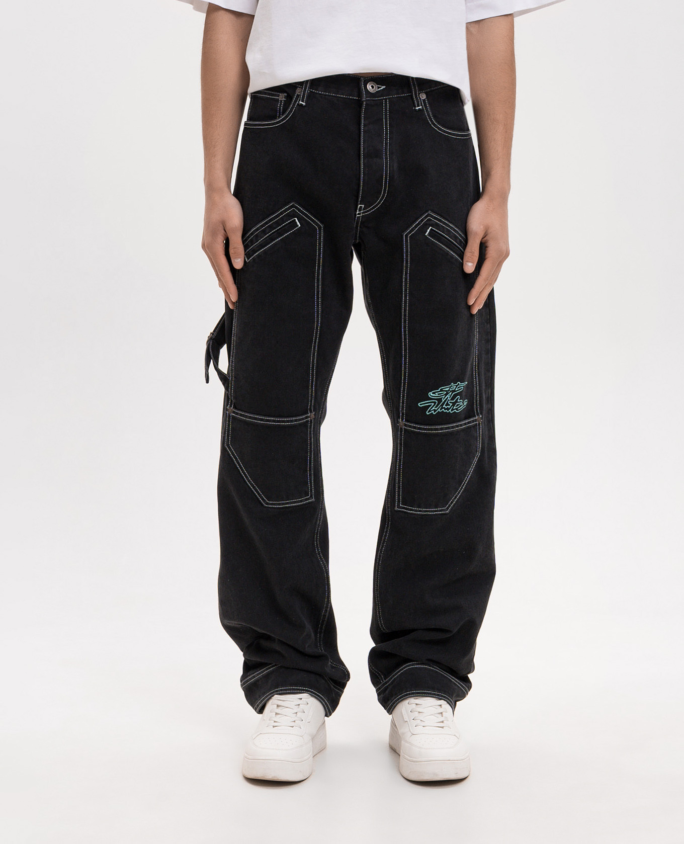 

Black cargo jeans with logo print Off-White